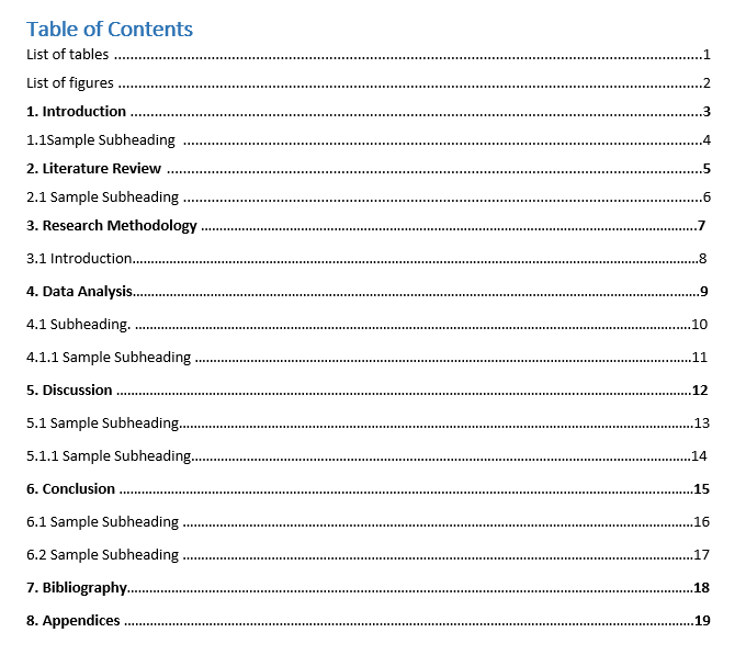 thesis table of contents philippines