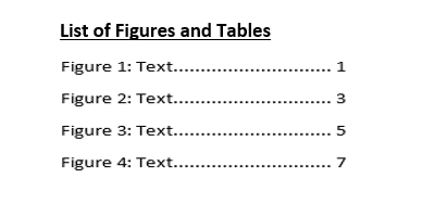 what is list of tables in thesis